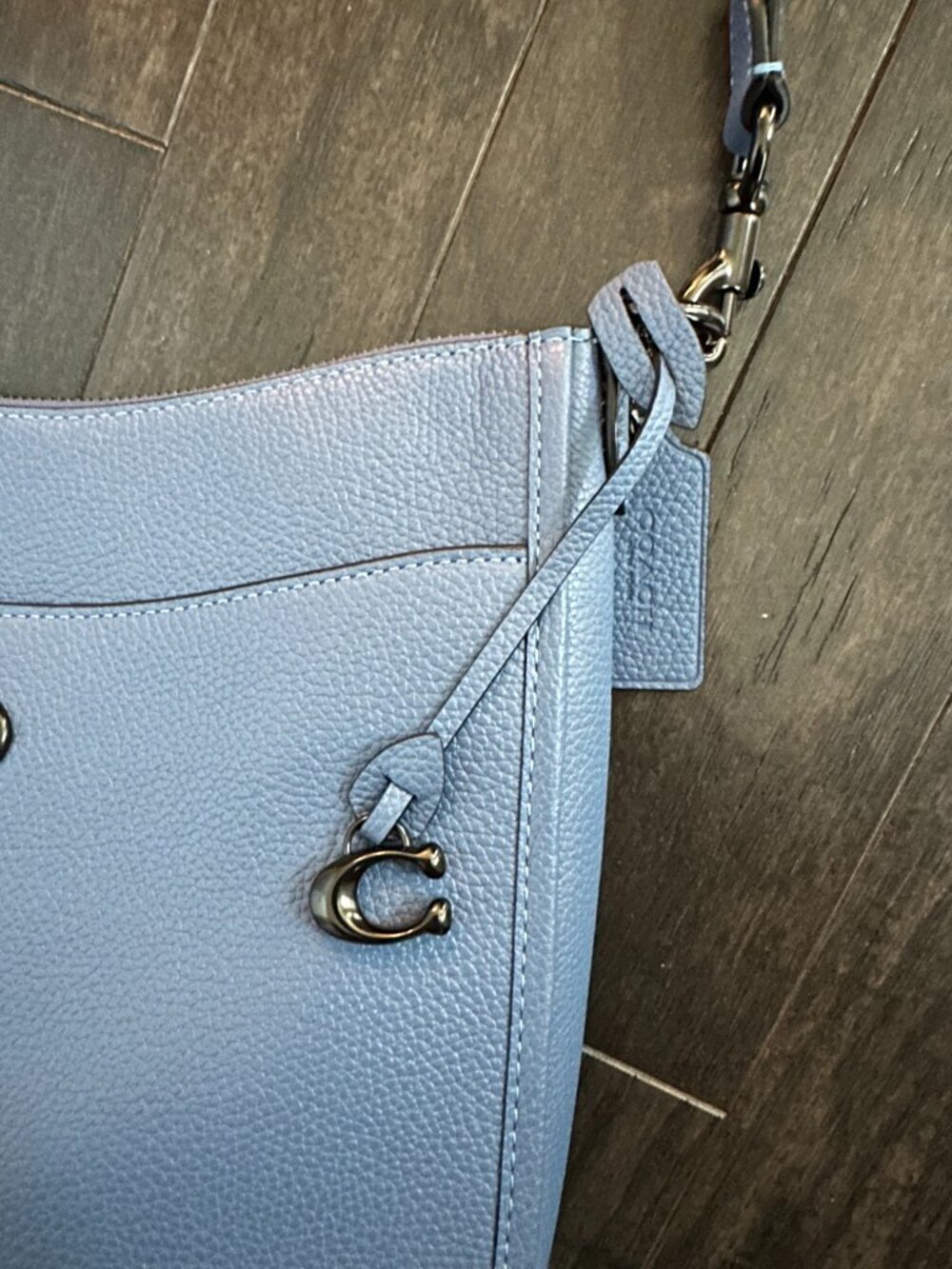 Coach Light Blue Pebbled Leather Chaise Crossbody Bag Style #B2279-C8483 - Picture 3 of 13